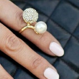 Crystal Pave & Pearl Ring